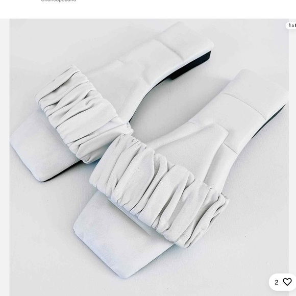 KHAITE White Ruched Slide Sandals - Picture 2 of 4